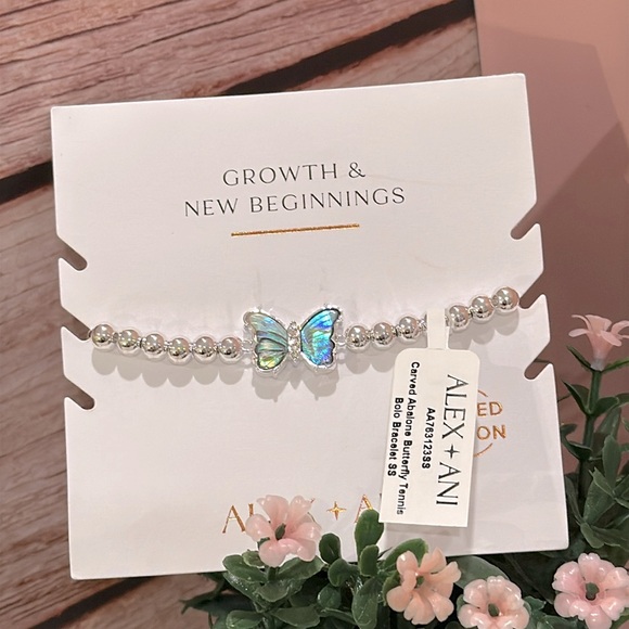 Alex and Ani Carved Abalone Butterfly Bolo Bracelet - Picture 3 of 5